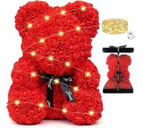 HORO.ES Oso de Rosas con Caja de Regalo - Rose Bear Oso Rosas Artificiales Foam - Regalo San Valentín, Enamorados, Aniversario, Amor, Cumpleaños, Regalo romántico (40CM)