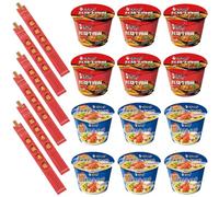 HORO.ES - Pack Copa de Ramen Fideos Instantáneos Sabor Ternera + Marisco - Instant Noodle Cup Tallarines Instantaneos