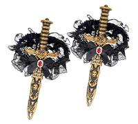 Horolam 2 Piezas Espada Pirata, Espada Pirata con Lazo En La Punta Disfraz De Pirata Accesorios para Mujer Halloween Carnaval (Edición Clásica)