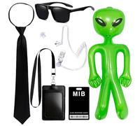 Horolam Accesorios Para Disfraz De Agente Del Mib, Conjunto De Espía Del Servicio Secreto Con Corbata Alienígena, Gafas De Sol Y Placa Para Hombres Y Mujeres, Disfraz De Halloween Y Cosplay.