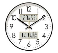 Horólogo silencioso, pantalla facial luminiscente, termómetro higrómetro, funcionalidad de calendario, soporte de pared de gran tamaño, instrumento alimentado por pilas, ideal para sala de estar y