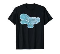 Horóscopo de Signo de Piscis Verde Azulado Astrología Gráfico Zodi Camiseta gráfica económica, Hombre, Negro, XL