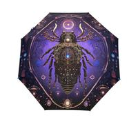 Horóscopo del Zodiaco Espacial Escorpio Paraguas Plegable Automático Paraguas de Viaje Mujer Niño Niña Protección UV Resistencia Viento Impermeable