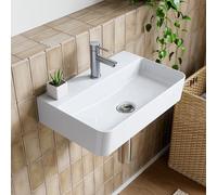 HOROW Lavabo de pared pequeño para invitados, cerámica, color blanco