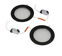 HOROZ ELECTRIC Set de 2 Foco LED Empotrable 12W 4200K Blanco Neutro AURA 1200lm - Downlight LED Ultrafino Redondo 230V No Regulable Negro - Lámpara de Techo para Cocina Salón Pasillo Oficina