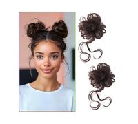 Horquilla 2 extensiones de cabello sintético ondulado, rizado y con banda elástica. Para sujetar y decorar el cabello(2-33)