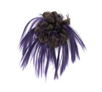 Horquilla 2 uds moño de pelo desordenado pieza Updo falso Scrunchies extensión ondulado rizado postizos cola de caballo moño diadema for mujeres Para sujetar y decorar el cabello(Brown Purple)