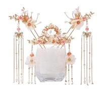 Horquilla china, palillos for el cabello, conjunto de accesorios for el cabello Hanfu chino, borla larga, horquillas vintage, palillos for el cabello hechos a mano con flores for mujer, estilo 8 tocad