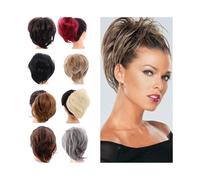 Horquilla Coletero de pelo sintético for mujer, moño, banda elástica, coleta recta Para sujetar y decorar el cabello(Q20-18T10)