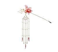 Horquilla Con Borlas Horquilla de flor roja con borla larga perla for el pelo, moño metal dorado, joyería for mujer, vestido boda chino, pinza for antigua