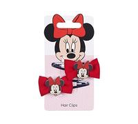 Horquilla con Forma de Lazo para el Pelo de Minnie Mouse - Color Azul y Rojo - Elaborada en Poliéster 100% - Estampado con Cara de Minnie Mouse - Producto Original Diseñado en España