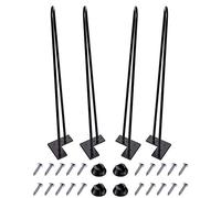 Horquilla de 28 Pulgadas - Conjunto de 4 Patas de Metal para Muebles DIY - Ideal para Mesa de Centro, Comedor, Escritorio, Mesita de Noche - 3/8" de Diámetro, Satén Negro