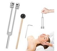 Horquilla de afinación de 128 Hz con martillo de silicona, tenedor de afinación para chakras, terapia de sonido, curación, medicina, activador sensorial de aleación de aluminio para curación