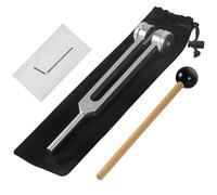 Horquilla de afinación terapéutica de aluminio de 128 Hz con martillo de silicona, kit de reparación y paño de limpieza, todo empaquetado en una bolsa de terciopelo suave para un transporte y uso