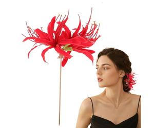 Horquilla de de araña , de flor vintage asiática, tocado de resina hecho a mano, detalle de de con carmesí, herramienta de estilo tradicional, accesorio para el