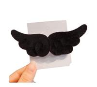Horquilla de felpa con alas de ángel para niños y niñas, accesorios para el pelo, pasadores, tocado, tocado, adornos para el pelo (ángel negro, un par)