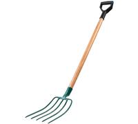 KADAX Horquilla de acero, horquilla de mango largo de madera, tenedor de jardín, tenedor de pala, tenedor de excavación, horquilla de alambre, tenedor de jardín, tenedor de estiércol (5 dientes)