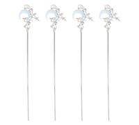 Horquilla de Luna 4piezas en Metal y Cristal, Estilo Elegante | Acabado Plata, Inspiración Retro y Contemporánea, para Bodas y Ocasiones Formales