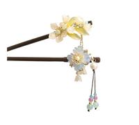 Horquilla de madera con borlas flores y perlas for el pelo, hecha a mano, diseño floral, accesorios for mujer(1x Color01 and 1x Color04)