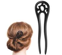 Horquilla de madera de ébano natural para el pelo de Lurrose (color al azar)