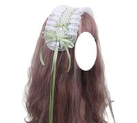 Horquilla de moda, accesorios de Lolita, banda for el pelo, diadema de sirvienta francesa, diadema elegante con lazo de encaje for fiesta de niñas y mujeres(Green Tea Color)