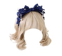 Horquilla de moda, cinta for el pelo con lazo, diadema grande for mujer y niña, tocados de Aro for la cabeza con lazo, accesorios for el cabello de Lolita for fiesta de graduación y boda(Deep Blue)