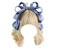Horquilla de moda, diadema con lazo de tela for mujer, tocados de aro con lazo grande for la cabeza, accesorios for el cabello de Lolita for niñas, fiesta de té de graduación(Blue)