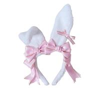 Horquilla de moda, diadema con Orejas de conejo, diadema con Orejas de conejo, gorros Kawaii, accesorios for el cabello de Lolita for fiesta de disfraces(Light Pink)