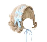 Horquilla de moda, diadema de sirvienta a la moda, diadema de encaje Beige Lolita, tocado, accesorios for el cabello de Lolita for mujeres y niñas, fiesta(Light Blue)
