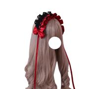 Horquilla de moda Lolita, diadema de encaje satinado a la moda, diadema colorida for sirvienta, tocados for niñas, accesorios for el cabello de Lolita(Red Black)