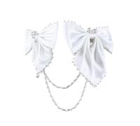 Horquilla de novia con perlas y lazo para niñas, lazo de balletcore para desfiles, bailes, princesas, accesorios para el cabello, accesorios para el escenario
