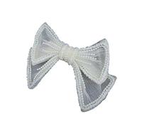 Horquilla de novia con perlas y lazo para niñas, lazo de balletcore para desfiles, bailes, princesas, accesorios para el cabello, accesorios para el escenario