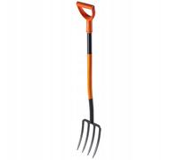 KADAX Horquilla de Acero para Pala, Horquilla con Mango en D, Horquilla para cavar y aflojar, Horquilla ergonómica para jardín, Horquilla para estiércol, Horquilla para jardín (4 púas, Negro/Naranja)