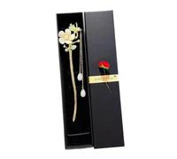 Horquilla de Pelo Estilo Chino Flor con Borlas de Perlas - Palillo para Recogido Hanfu Cheongsam - Tocado Vintage Dinastía Han para Mujer, Aleación Dorada, Incluye Caja de Regalo