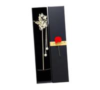 Horquilla de Pelo Estilo Chino Mariposa y Flores con Borlas de Perlas - Palillo para Recogido Hanfu Cheongsam - Tocado Vintage Dinastía Han para Mujer, Aleación Dorada, Incluye Caja de Regalo
