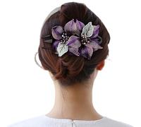 Horquilla de pico de pato grande con alambre de cobre auténtico, pinza for la parte posterior de la cabeza, pinza for el pelo con forma de disco, tocado for mujer, cristal de madre(PurpleRust)