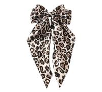 Horquilla de satén con estampado de leopardo, clip de cola larga, accesorio para el pelo grande para mujeres y niñas, clip de cinta para el cabello, bonito pelo para fiestas escolares, moda diaria
