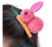 Horquilla de zanahoria, y mullida, pinza de pelo de liebre | Pinza para el pelo de conejo de Pascua con zanahoria, huevos de Pascua, eventos, fotos, accesorio diario