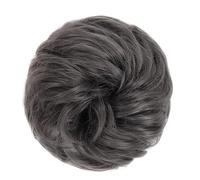 Horquilla Donut Hair Bun Scrunchie for mujeres y niñas, moño sintético de onda rizada con banda de goma, extensiones de cabello de moño desordenado Para sujetar y decorar el cabello(Grey)