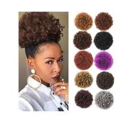 Horquilla Extensión de moño afro con cordón, rizo corto y rizado, 2 pinzas Para sujetar y decorar el cabello(1B-350)