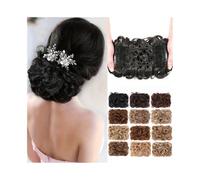 Horquilla Extensión de moño desordenado, ondas cortas, rizado, fácil estirar, peines con clip for cola caballo Para sujetar y decorar el cabello(1B)