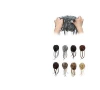Horquilla Extensiones de cabello sintético con moño elástico, rizado desordenado, coletero colas rectas Para sujetar y decorar el cabello(24H80)