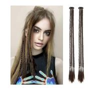 Horquilla Extensiones de cabello trenzado a la moda, 2 piezas Trenzas for bebés Flequillo lateral delantero Clip trenzado triple largo en postizos trenzados Cabello sintético natural for mujeres y niñ