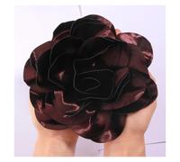 Horquilla for el pelo con flores de satén grandes hechas a mano 19 cm for pasarela o escenario(Brown,With no brooch)