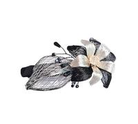 Horquilla for el pelo con forma de mariposa de seda de cobre hecha a mano con forma de flor for recogido en la parte superior(black)