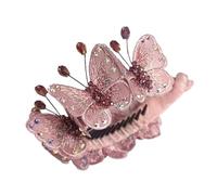 Horquilla for el pelo con forma de mariposa y cabeza de bola grande tejida con cuentas de cristal hechas a mano en Corea del Sur con hebilla for cola de caballo con temperamento de diamante(Púrpura)