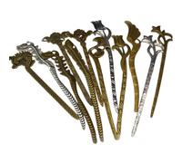 Horquilla galvanizada de bronce antiguo para disfraz de Han Buyao, peine y palos antideslizantes, accesorios de escenario, 12 unidades