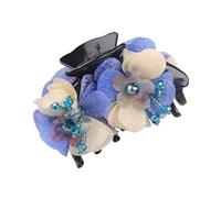 Horquilla grande con pinza for cola de caballo, accesorios for la cabeza con flores, bandeja for el cabello con flores, accesorios for la cabeza, horquilla con pinza(LightBlue)