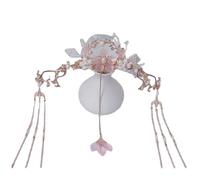Horquilla larga china con borla larga con flor y perlas Hanfu. Accesorios para el cabello