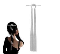 Horquilla larga con - Cadena de de aleación de zinc con diamantes de imitación | Accesorio para el pelo con brillante para cola de caballo, horquilla trenzada brillante para mujeres y